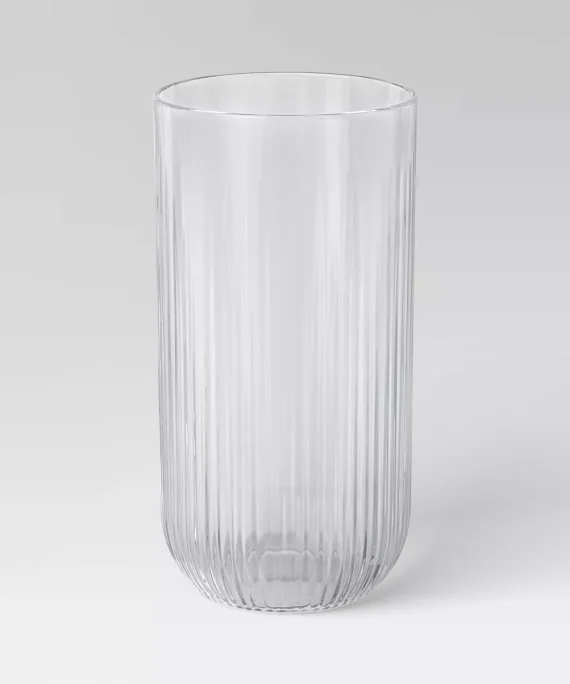 Tall Ribbed Vase Clear