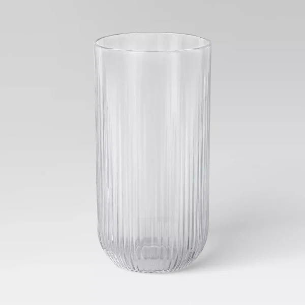 Tall Ribbed Vase Clear