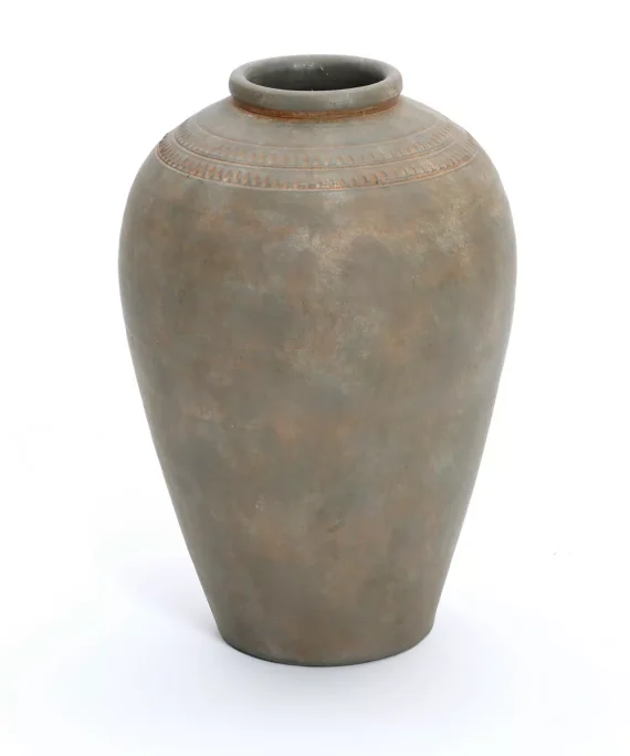 14'' Brown Terracotta Urn Vases for Room Decor, Vintage Pottery Modern Farmhouse Floor Vase Home Decor