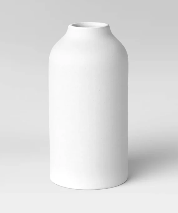 Textured Ceramic Vase White