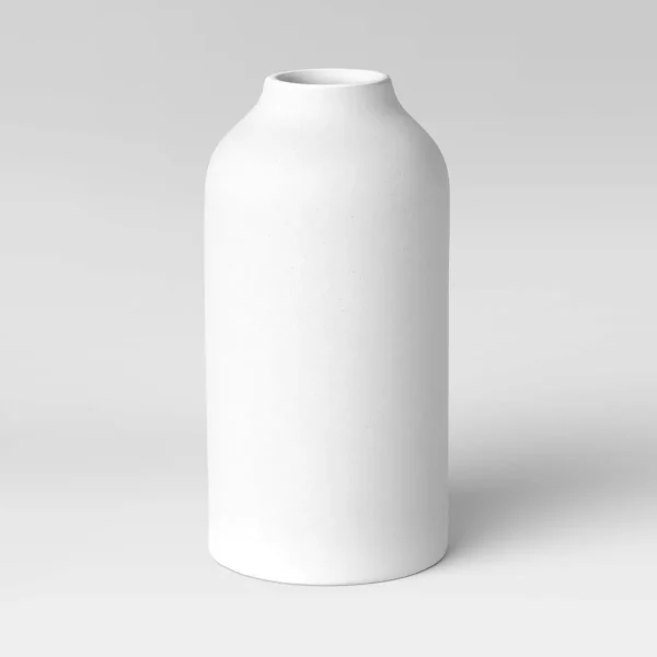 Textured Ceramic Vase White