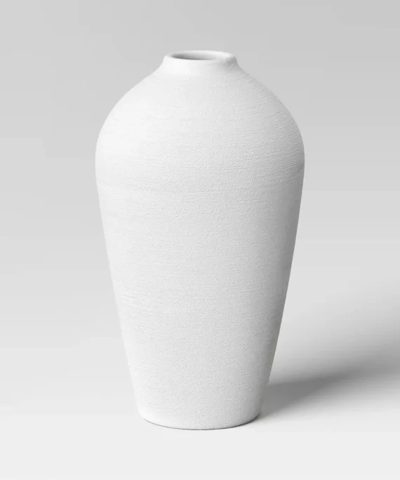 White Textured Floor Vase